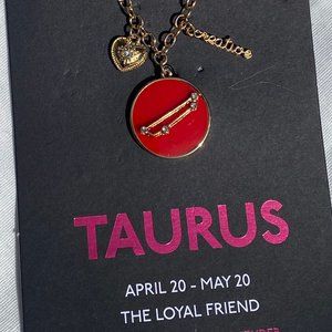 ♛4/$20♛ NWT Zodiac Charm Necklace Astrology Sign Double Sided Taurus